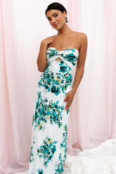 Teagan Strapless Midi Dress - Green Floral - 3XL - Image 49