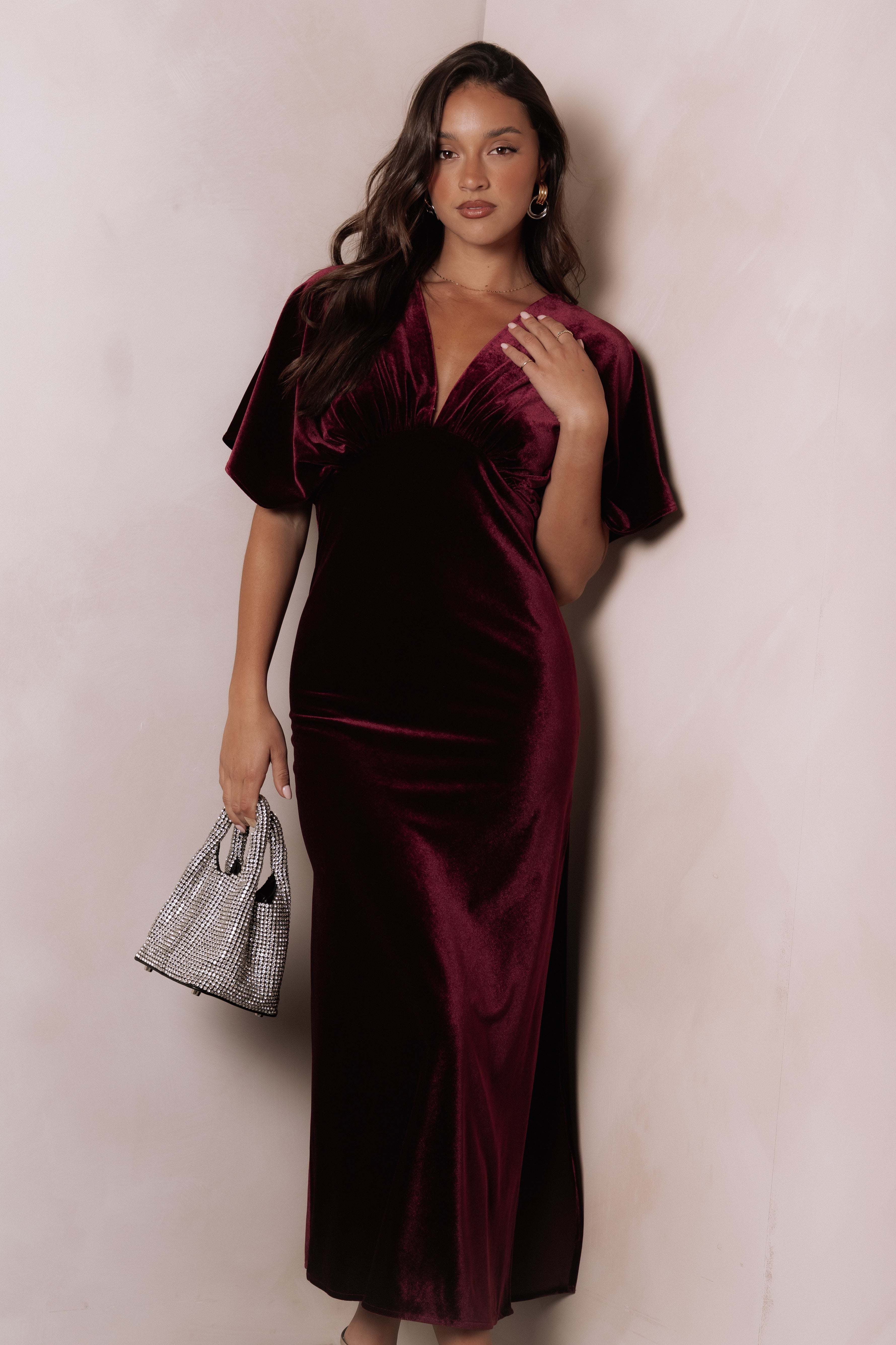 Ricki Velvet Maxi Dress - Wine - XL - Image 34
