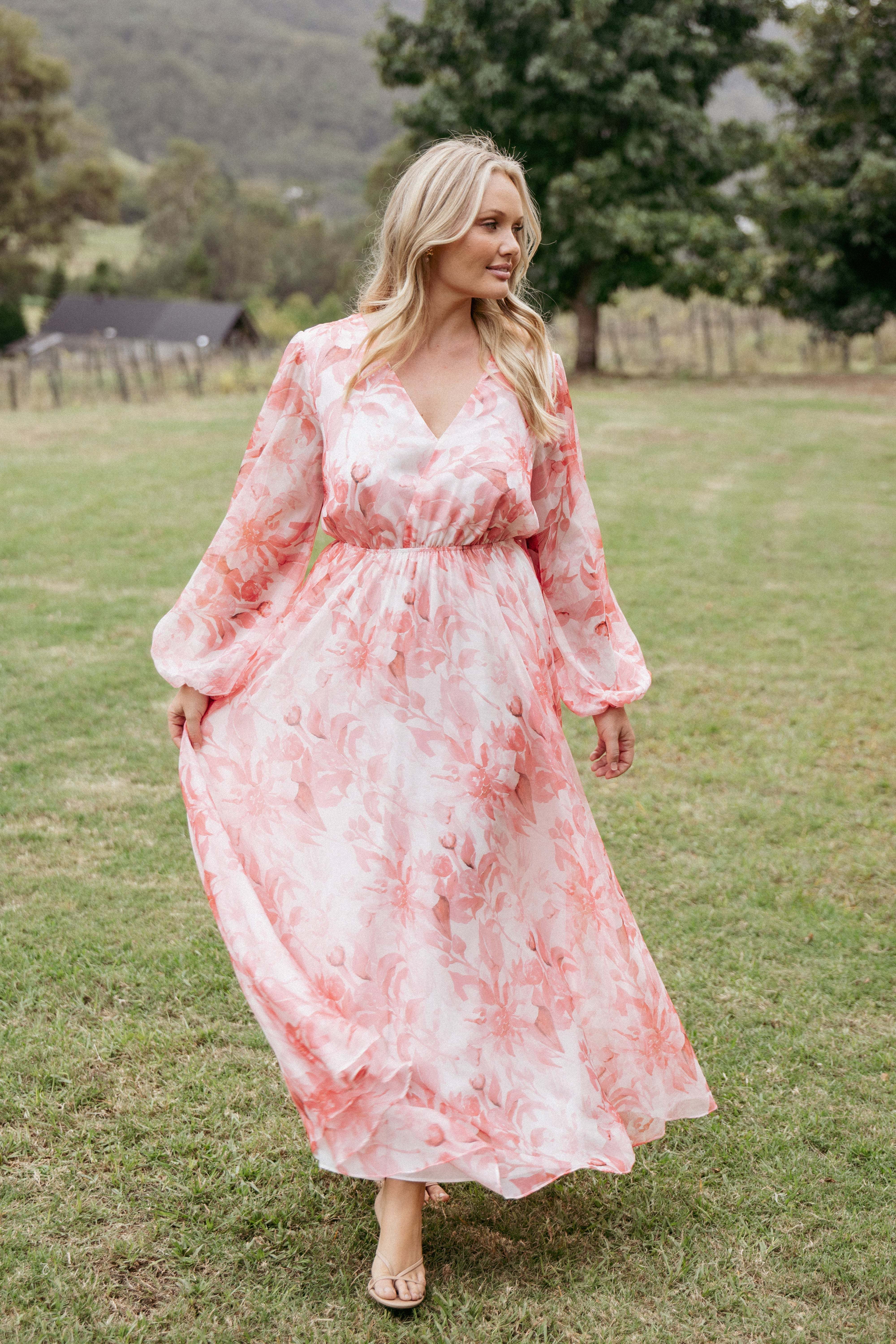 Anisa Maxi Dress - Pink Floral - XL - Image 35