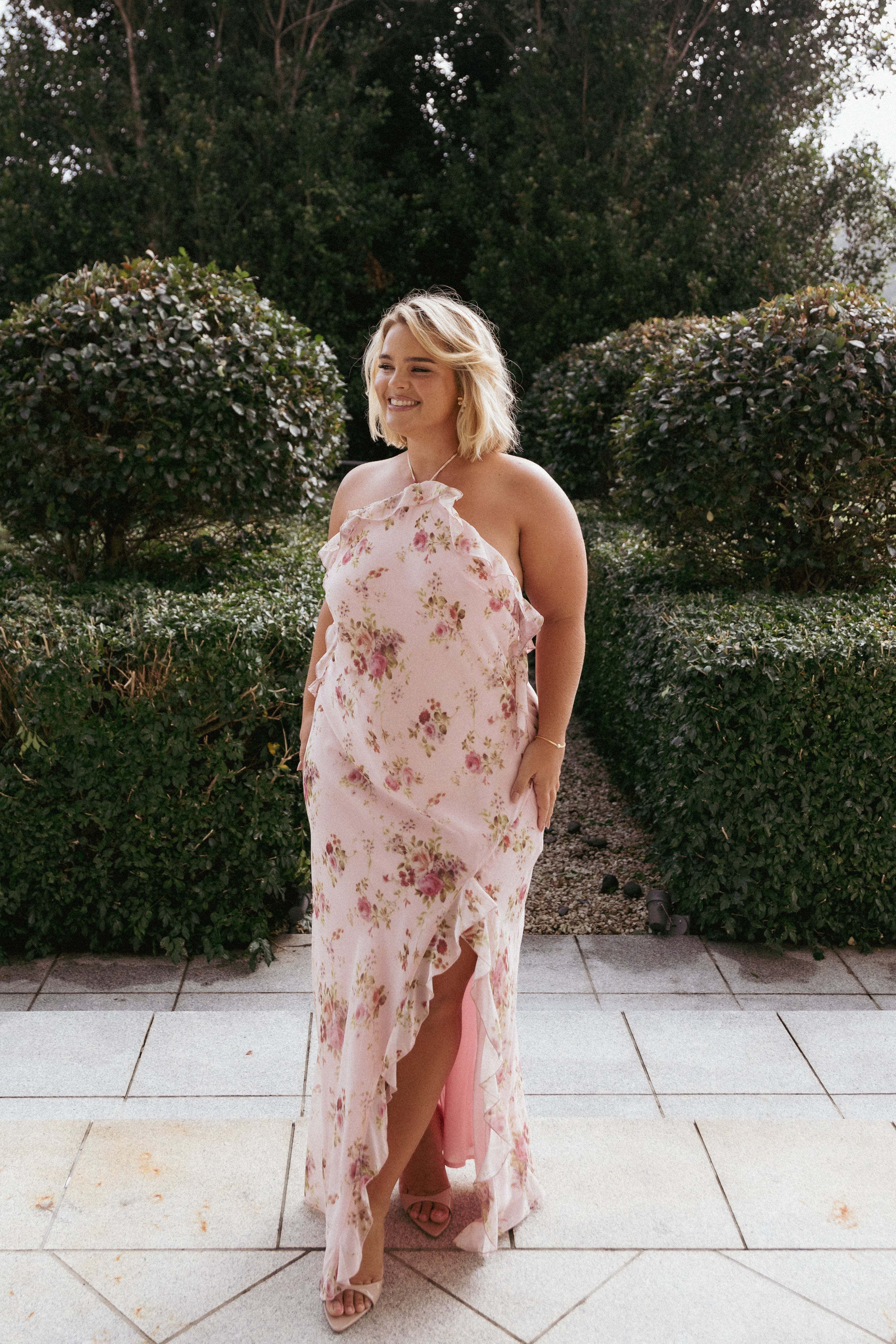 Patricia Maxi Dress - Pale Pink Floral - XL - Image 40