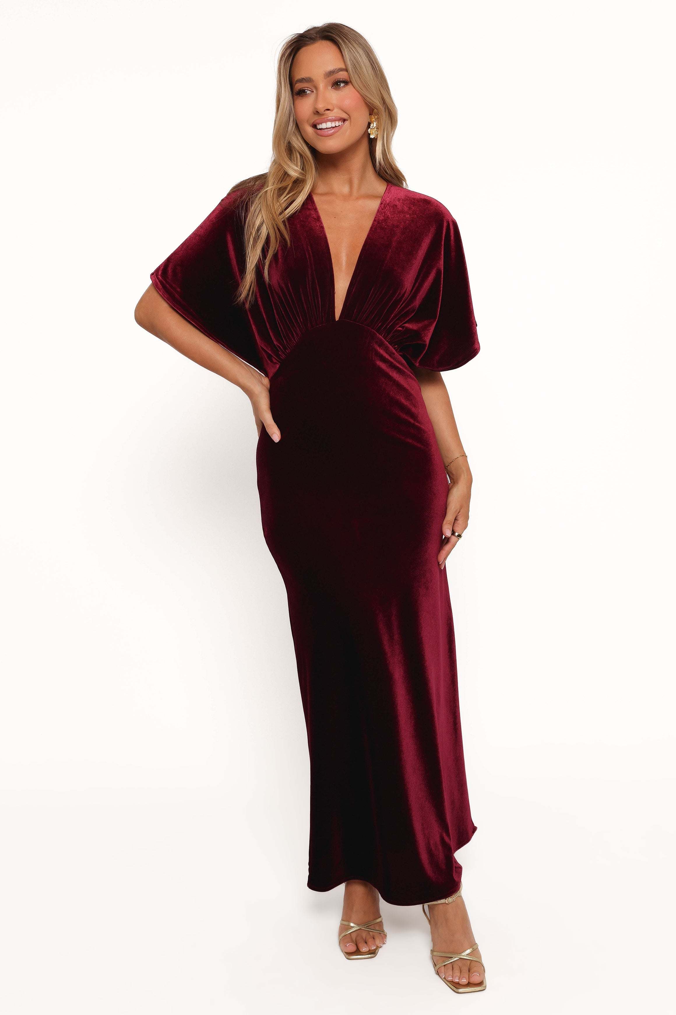 Ricki Velvet Maxi Dress - Wine - XL - Image 35