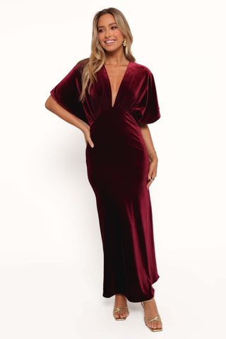 Ricki Velvet Maxi Dress - Wine - XL - Image 35