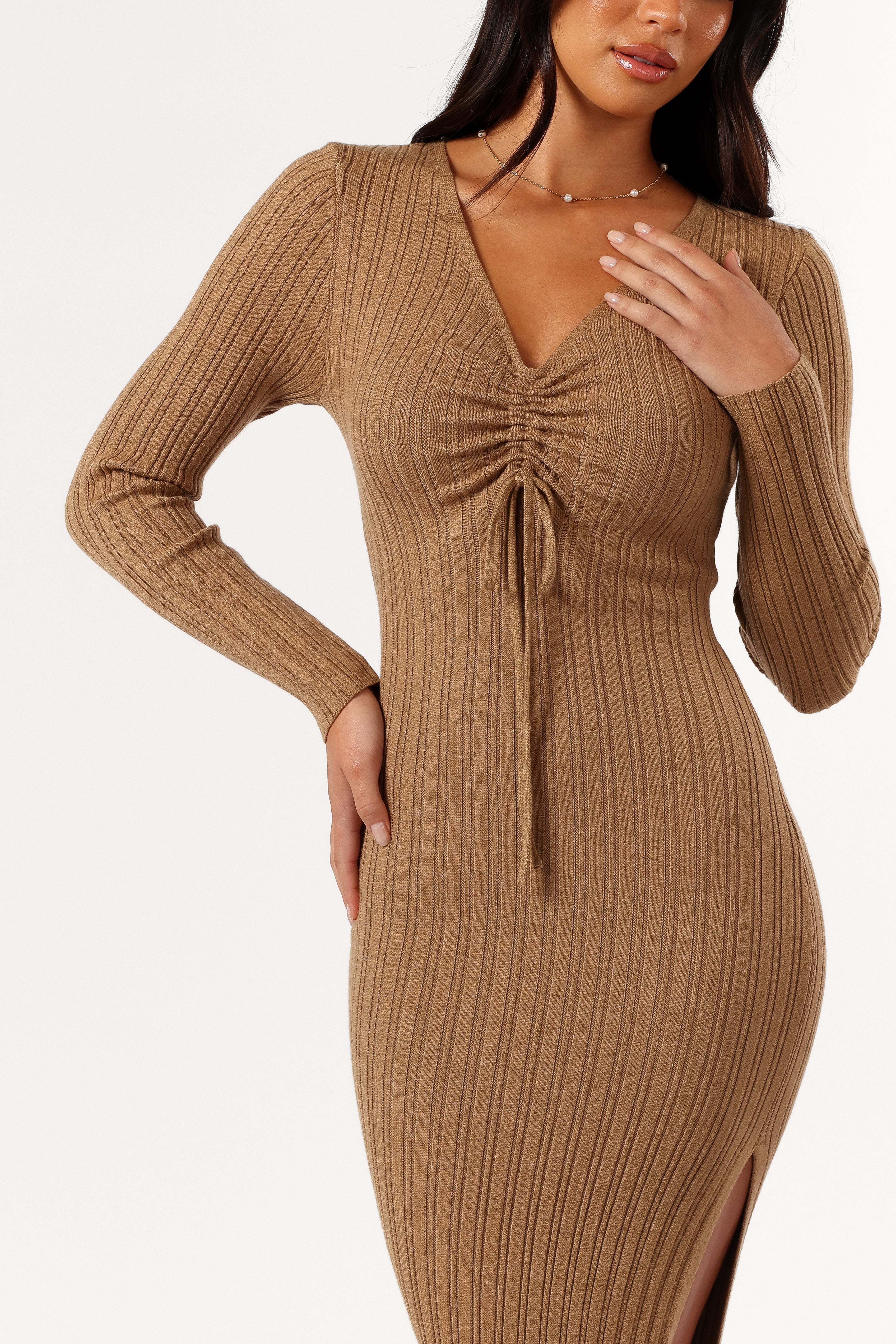 Irene Long Sleeve Midi Dress - Coffee - M/L - Image 26