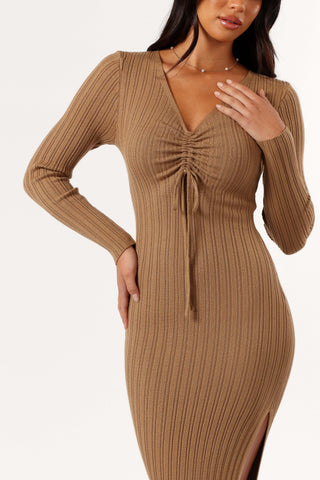 Irene Long Sleeve Midi Dress - Coffee - M/L - Image 26
