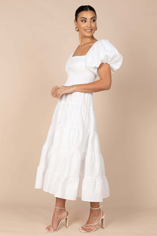 Annette Puff Sleeve Shirred Midi Dress - White - XL - Image 39