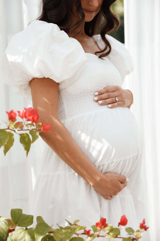 Annette Puff Sleeve Shirred Midi Dress - White - XL - Image 38