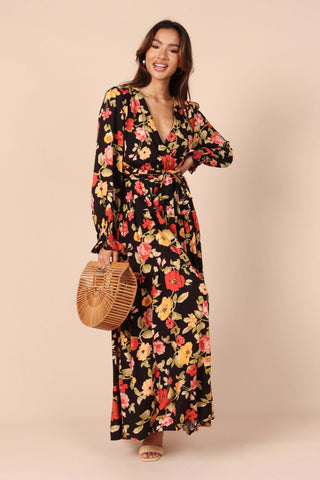 Ruana Maxi Dress - Black Floral - XL - Image 35