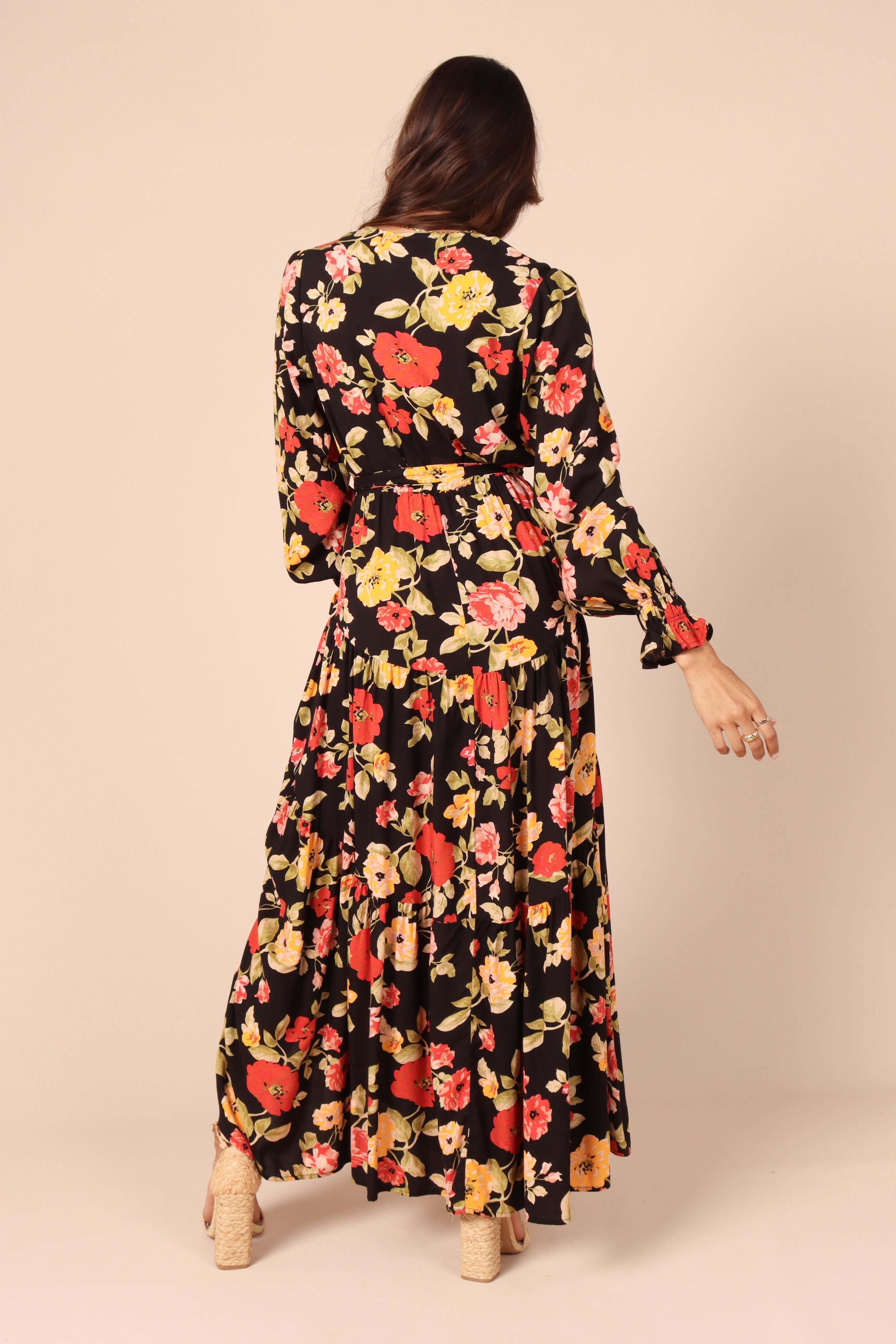 Ruana Maxi Dress - Black Floral - XL - Image 36