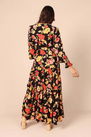 Ruana Maxi Dress - Black Floral - XL - Image 36