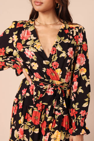 Ruana Maxi Dress - Black Floral - XL - Image 37