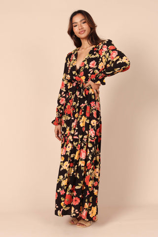 Ruana Maxi Dress - Black Floral - XL - Image 38
