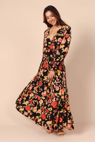 Ruana Maxi Dress - Black Floral - XL - Image 40