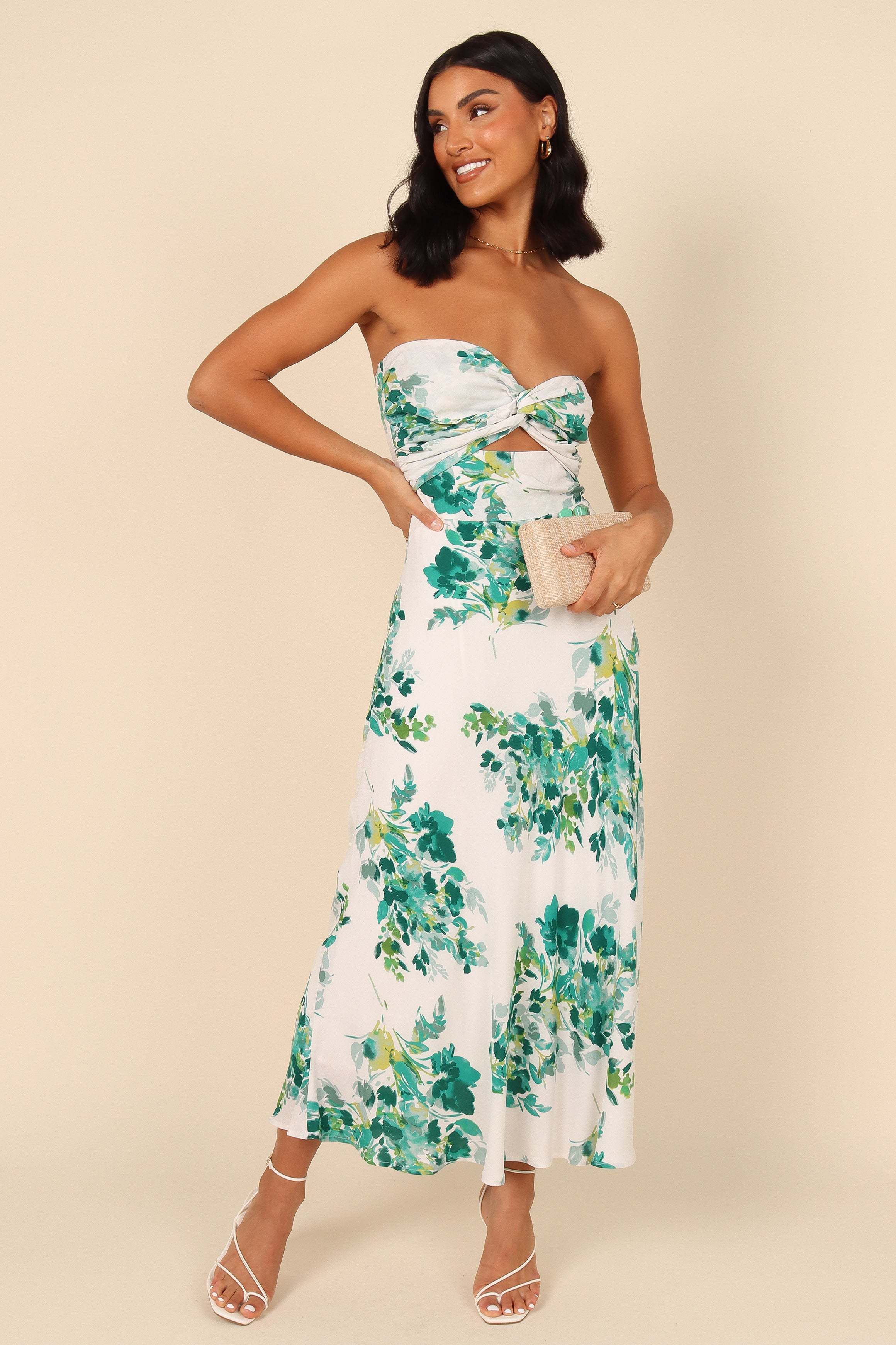 Teagan Strapless Midi Dress - Green Floral - 3XL - Image 51