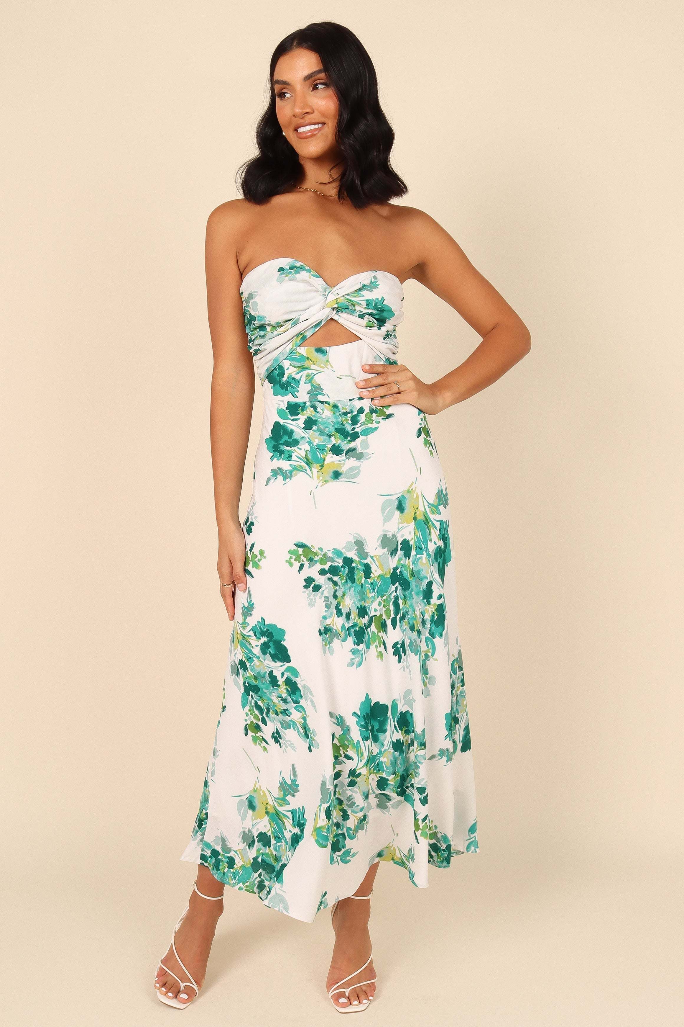 Teagan Strapless Midi Dress - Green Floral - 3XL - Image 53