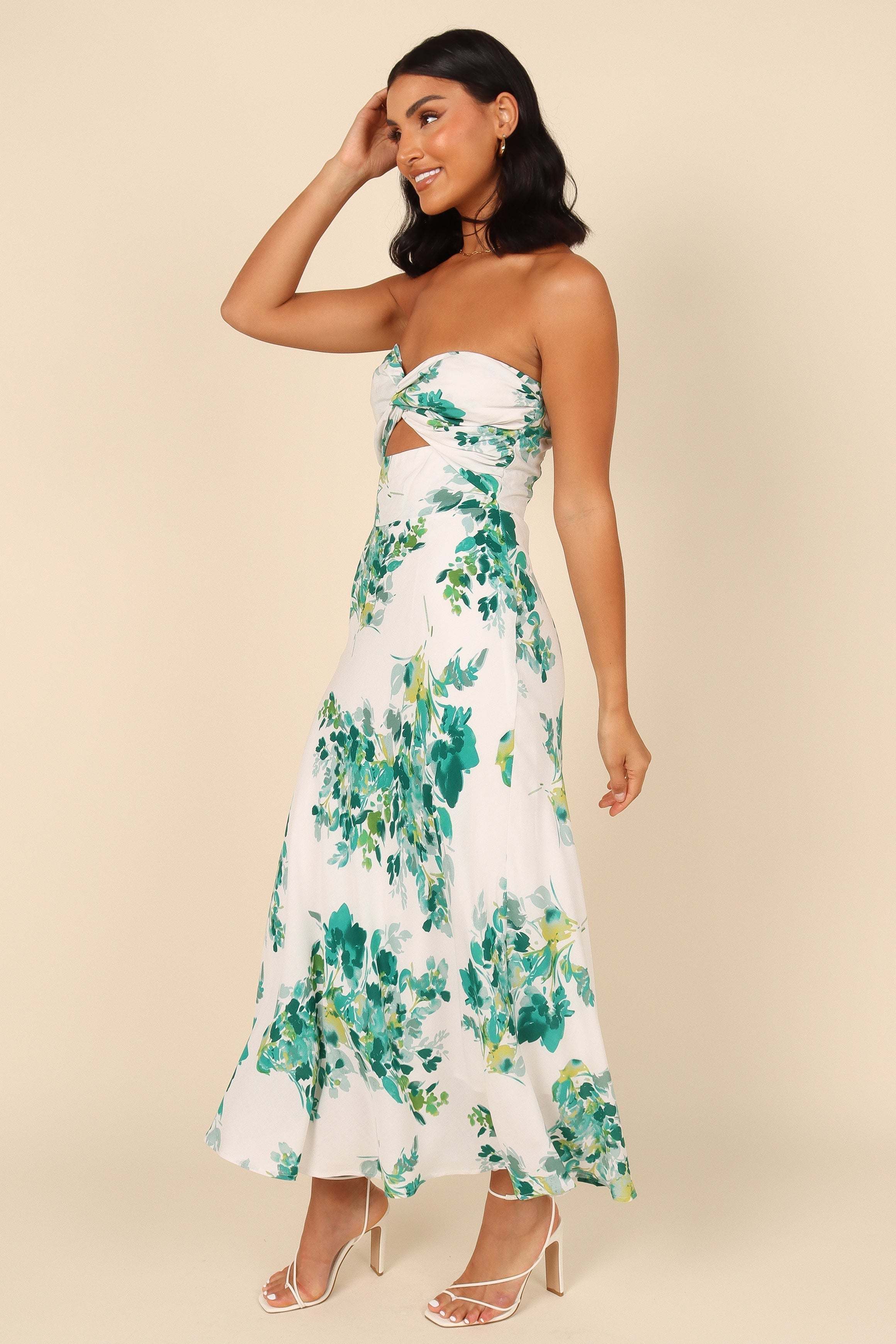 Teagan Strapless Midi Dress - Green Floral - 3XL - Image 54