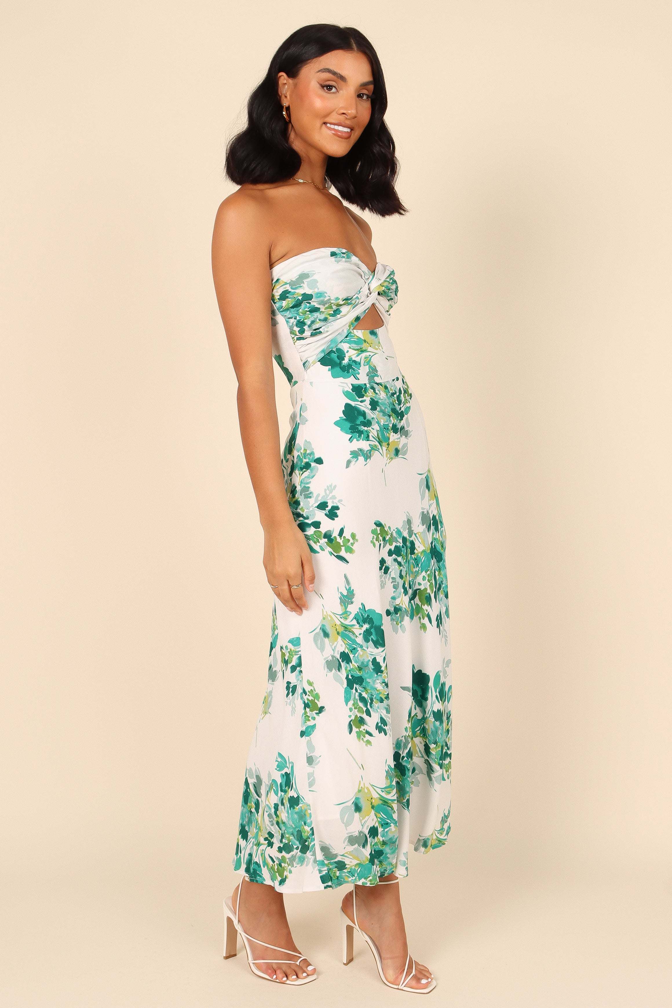 Teagan Strapless Midi Dress - Green Floral - 3XL - Image 55