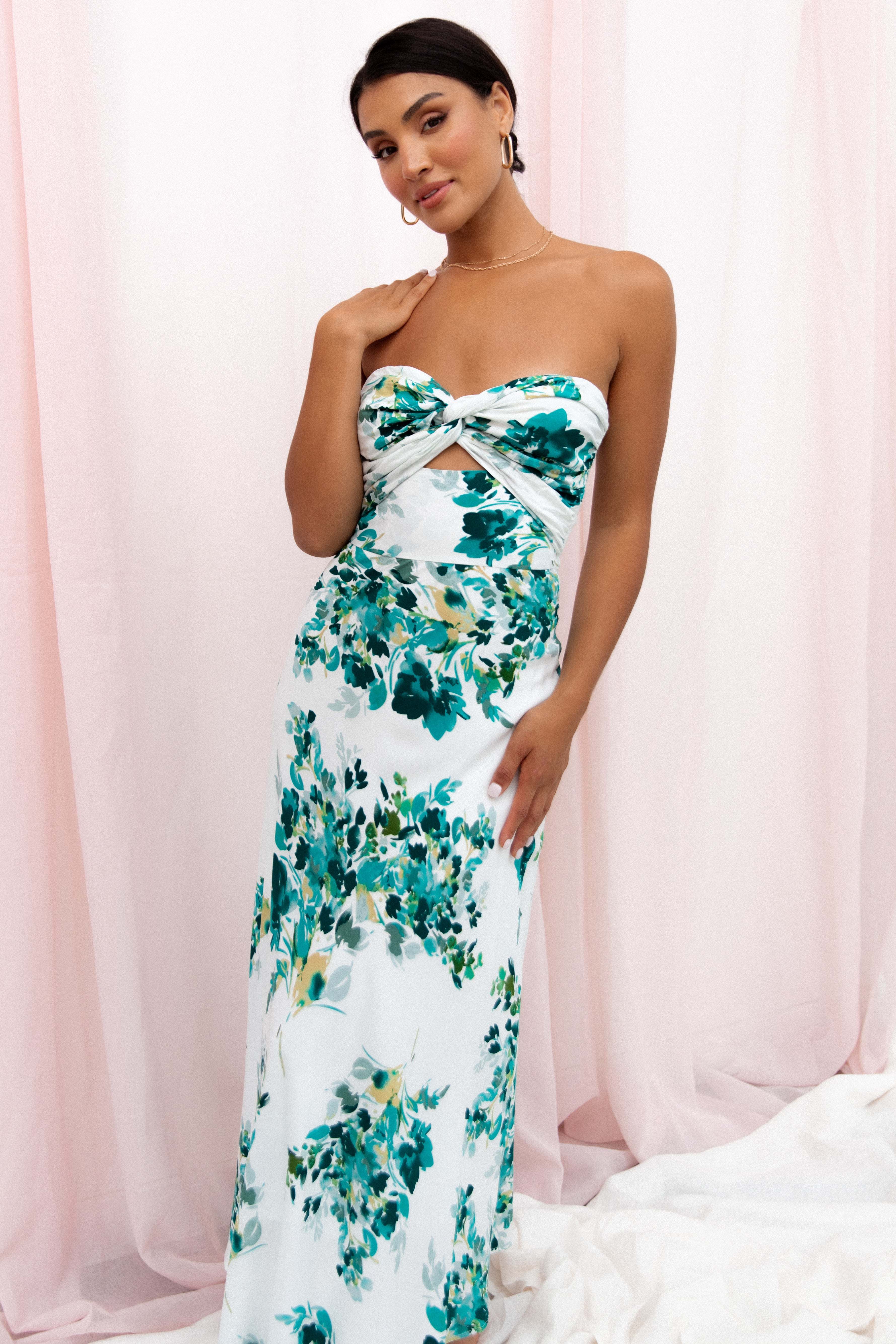 Teagan Strapless Midi Dress - Green Floral - 3XL - Image 49